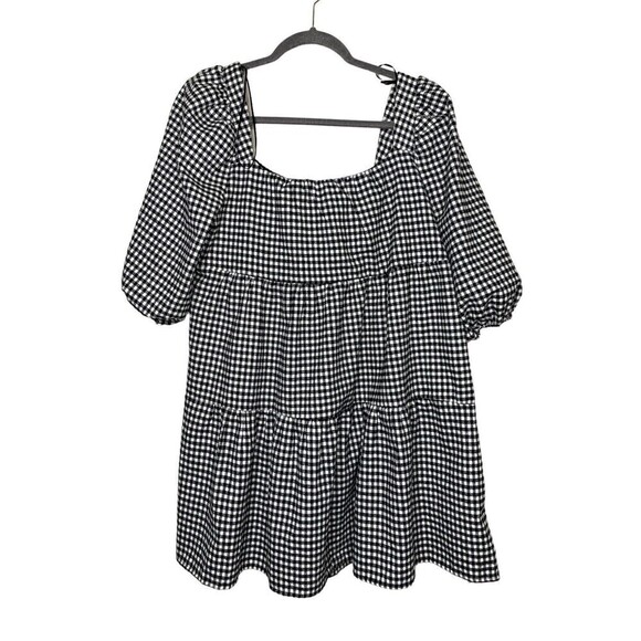 Harper Heritage Babydoll Blouse Womens Checkered Pullover Black White Size M - Picture 2 of 6